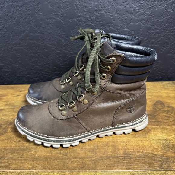 Timberland Boots Women's 8M Brown Leather Hiking Lace Up Padded Collar Lug Sole - Picture 4 of 7